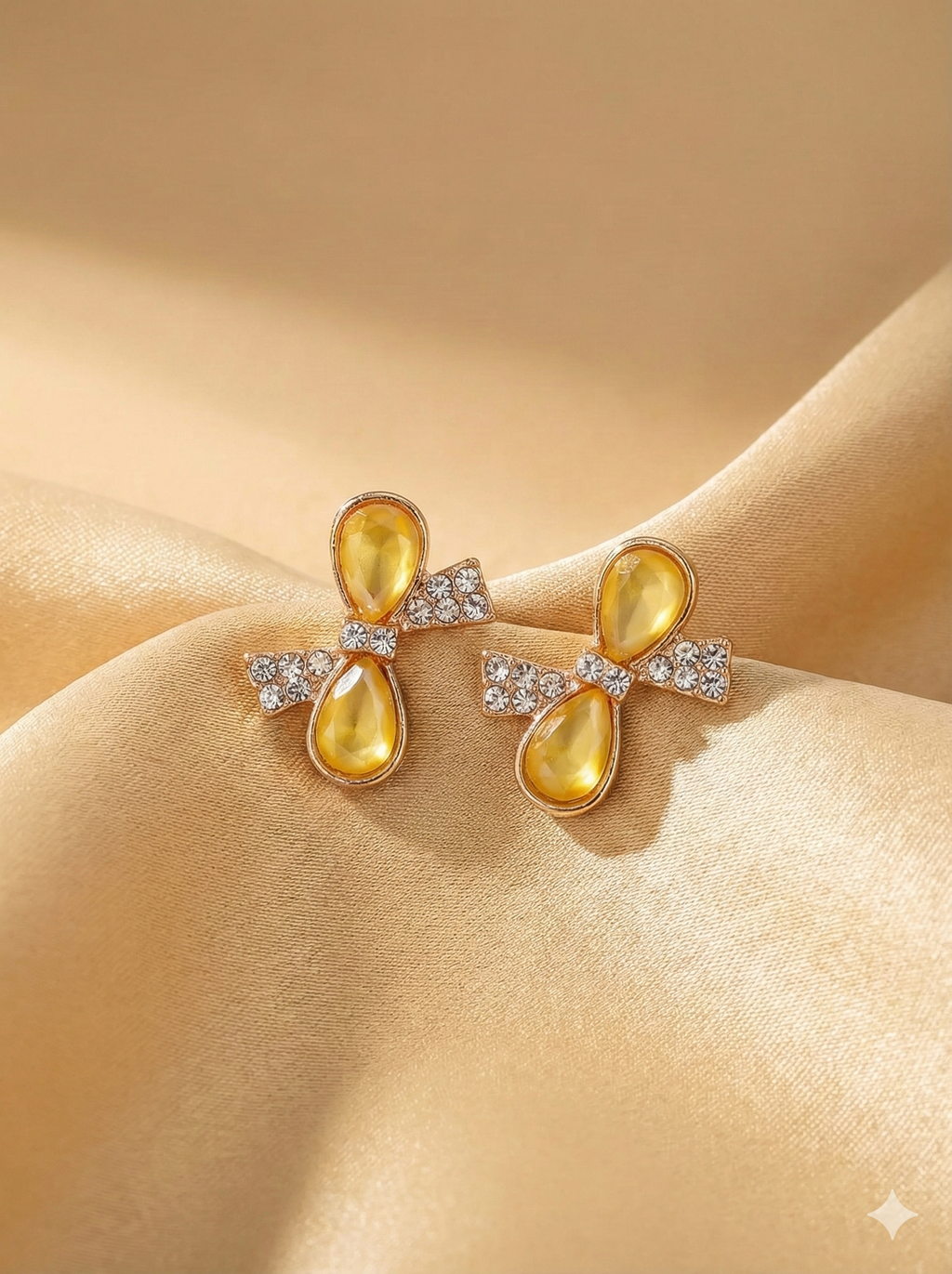 Korean Bow Charm Enamel Stud Earrings