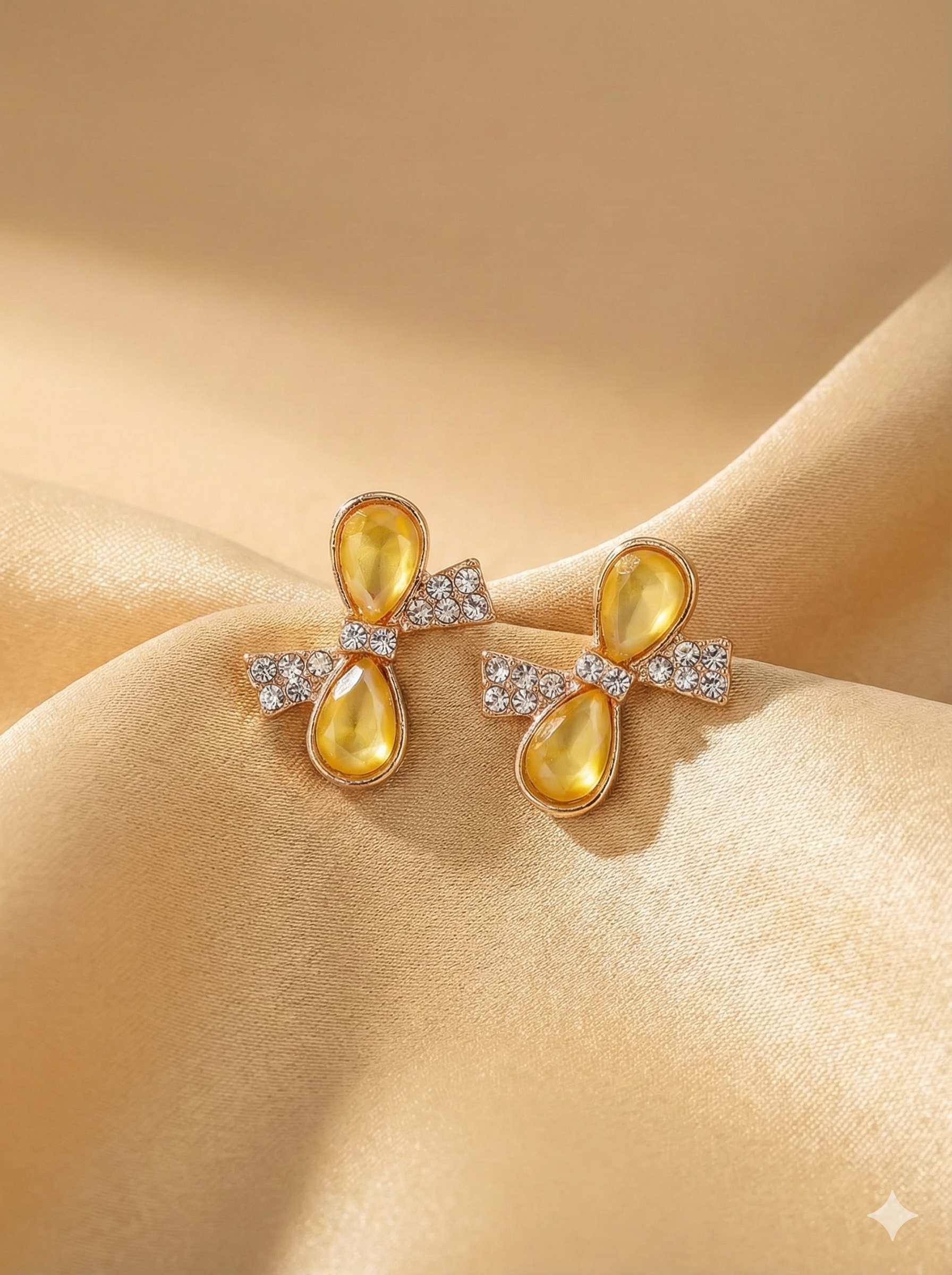 Korean Bow Charm Enamel Stud Earrings