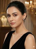 Midnight Clover – Enamel & Crystal Stud Earrings