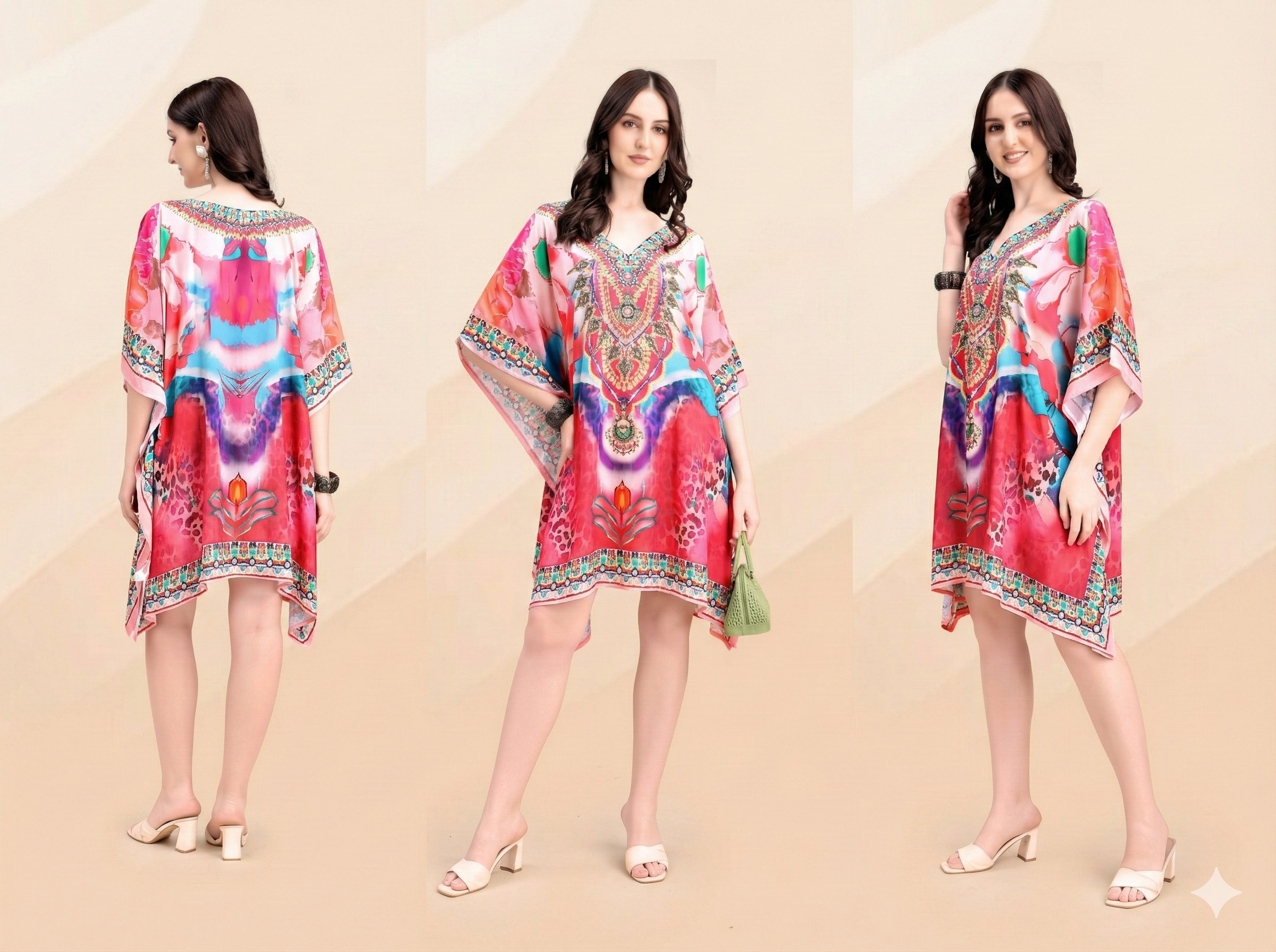 Vibrant Pink Designer Short Kaftan