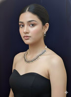 Royal Pink & Blue Enamel CZ Choker Set – Necklace + Earrings