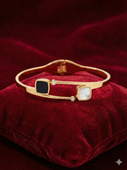 Dual Charm Enamel Oval Bangle – Hinge Lock