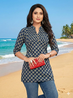 Rayon Printed Short Top – Button Style | Daily Wear