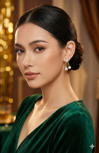 Pearl & AD Dual Charm Drop Earrings