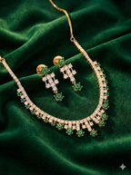 Emerald Blossom Design AD Necklace Set