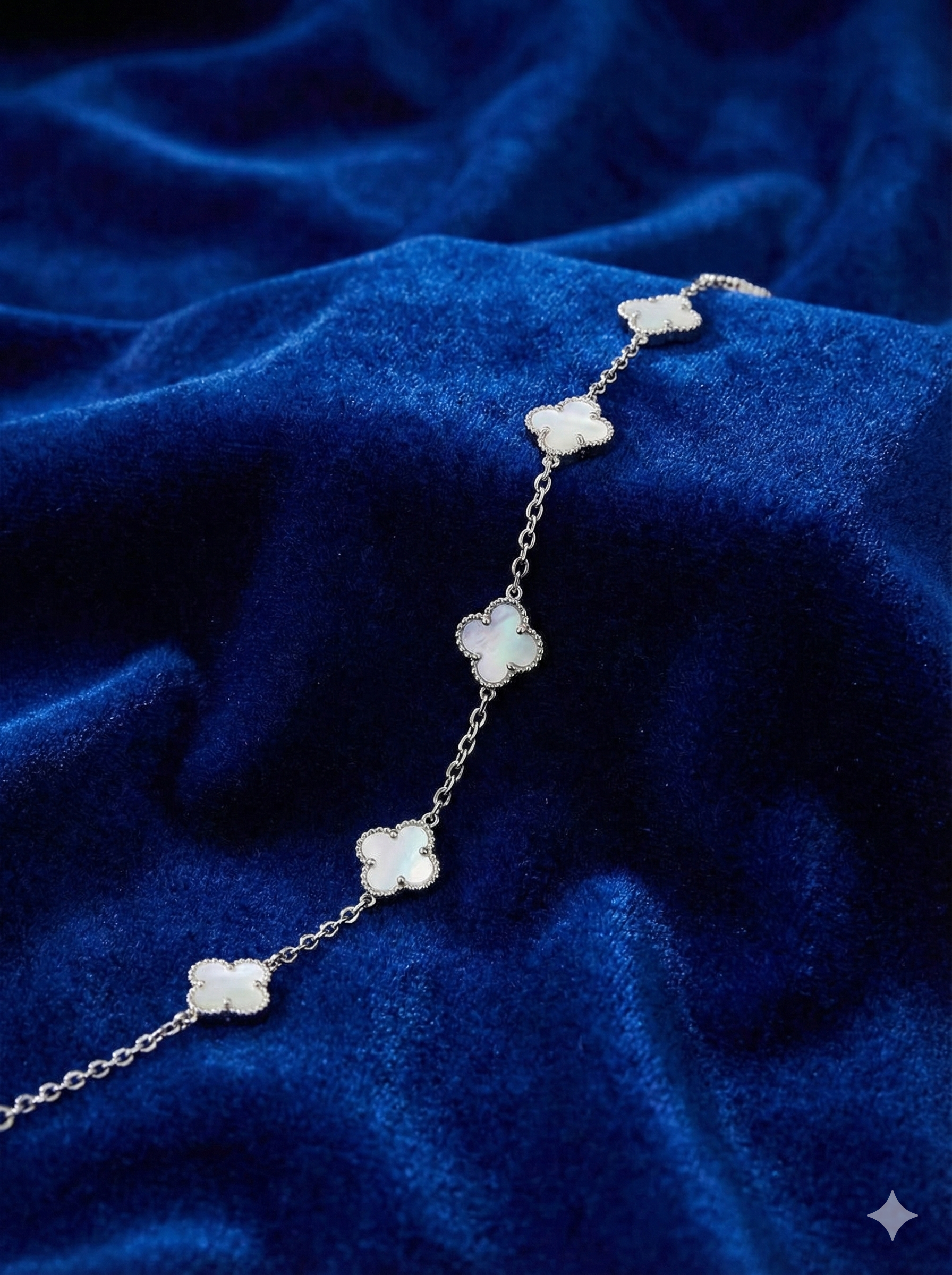 Elegant Four-Leaf White Clover Stainless Steel Bracelet