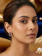 Black Floral Crystal Stud Earrings