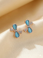 Korean Bow Charm Enamel Stud Earrings