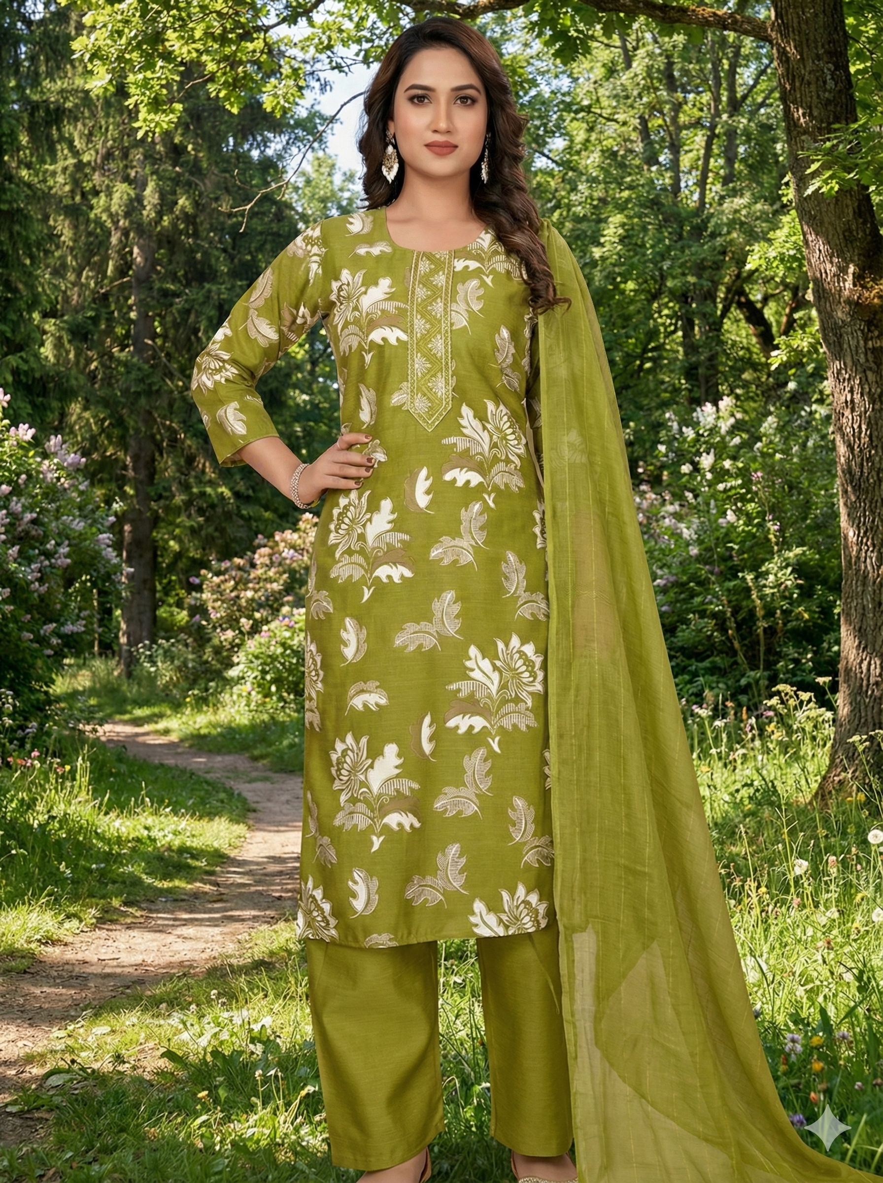 Floral Shine 3-Piece Vatican Silk Suit Set