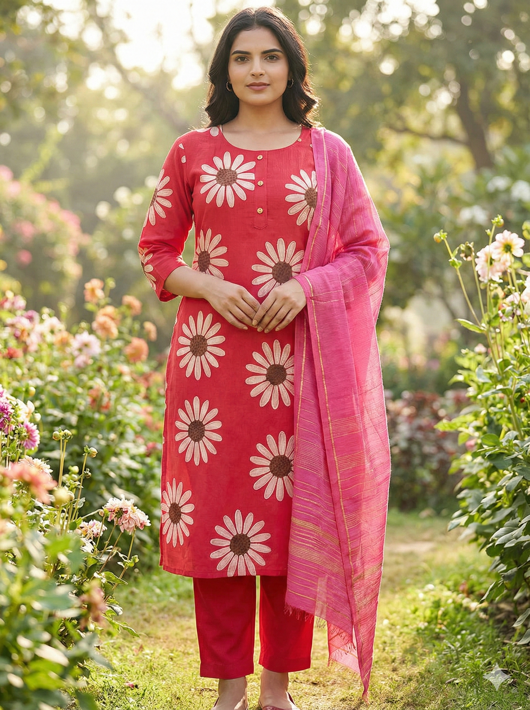 Vatican Discharge Print Daisy Suit Set