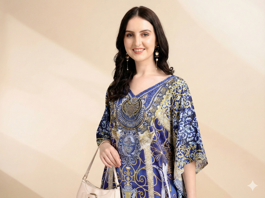 Royal Blue Baroque Short Kaftan