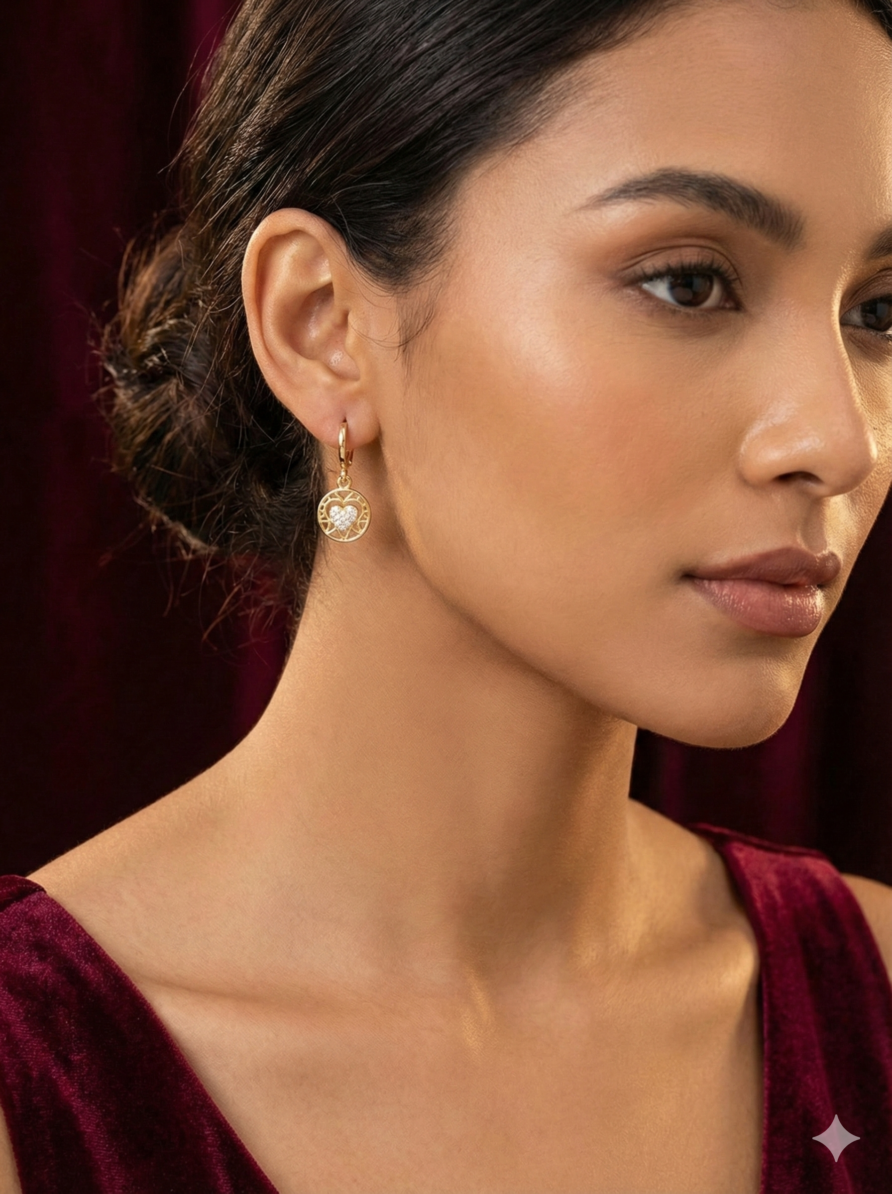 Heart Charm Drop Earrings