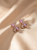 Korean Bow Charm Enamel Stud Earrings