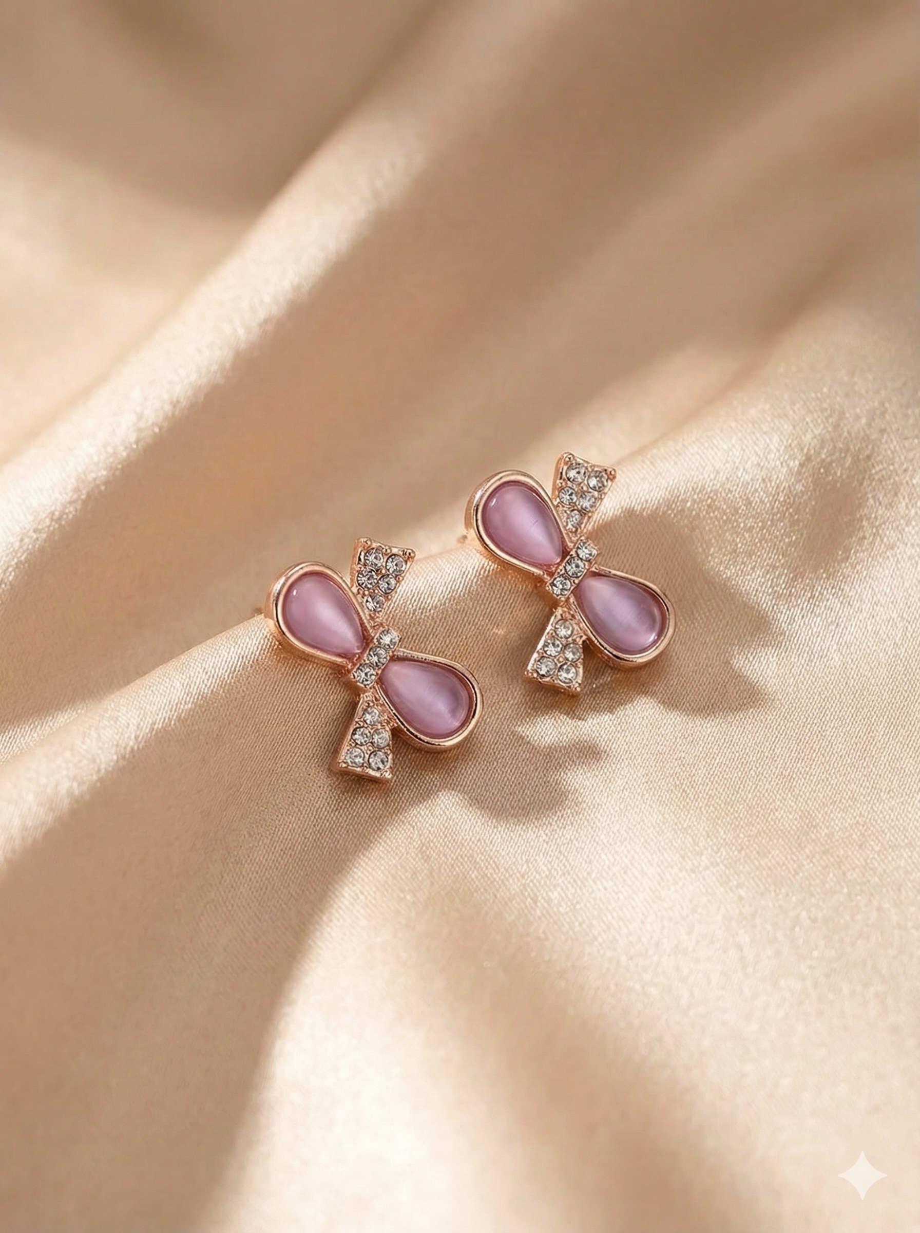 Korean Bow Charm Enamel Stud Earrings