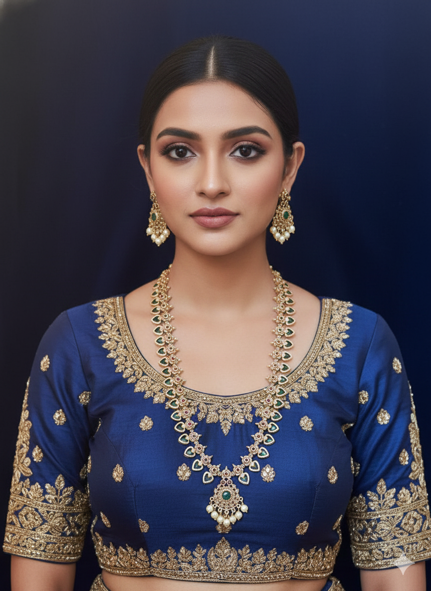 Antique Pearl Drop Temple Necklace Set