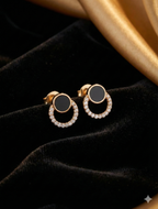 Black Crystal Loop Stud Earrings
