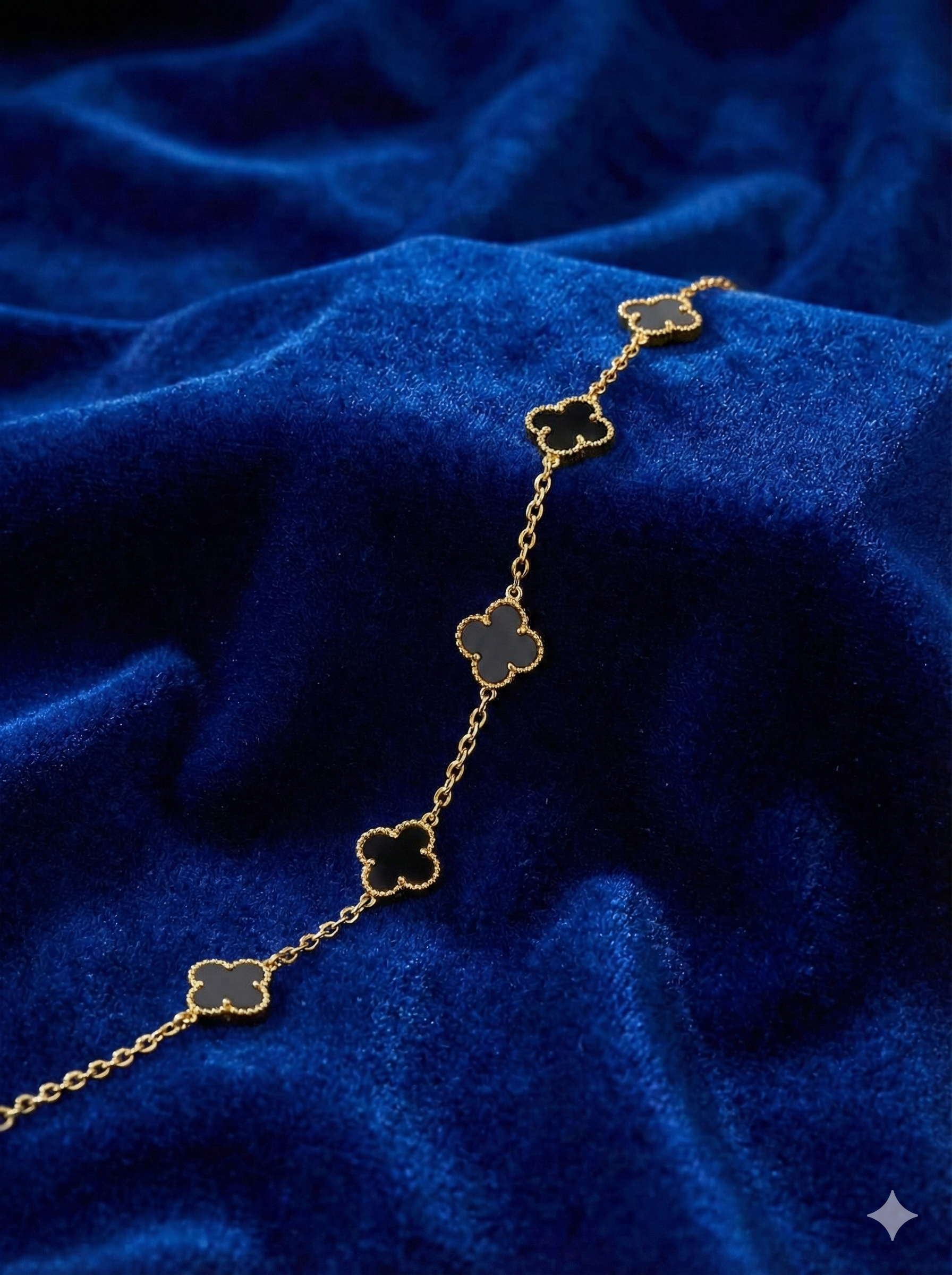 Black Clover Charm Bracelet – Gold Plated Stainless Steel