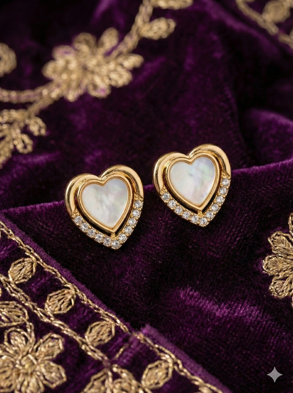 Sparkling Heart Stud Earrings