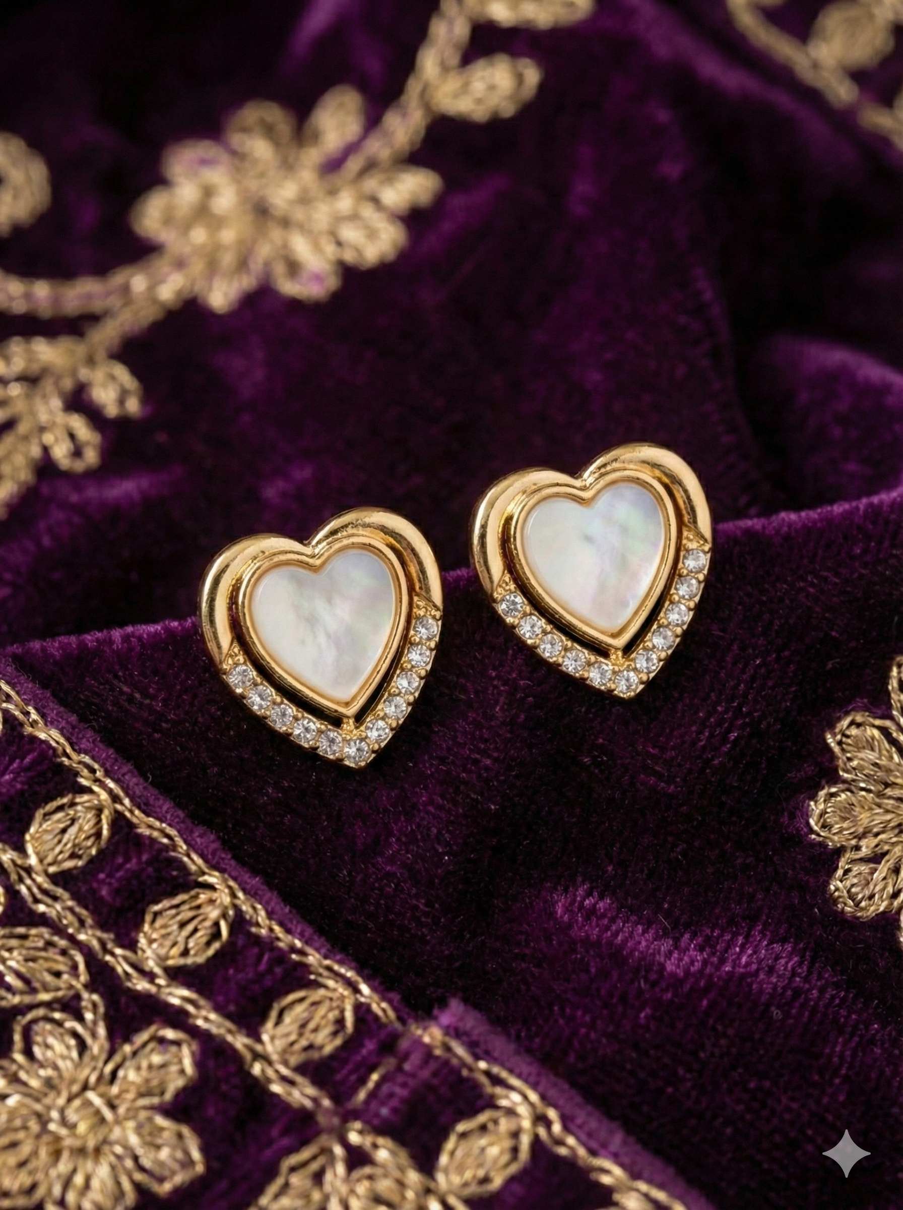 Sparkling Heart Stud Earrings