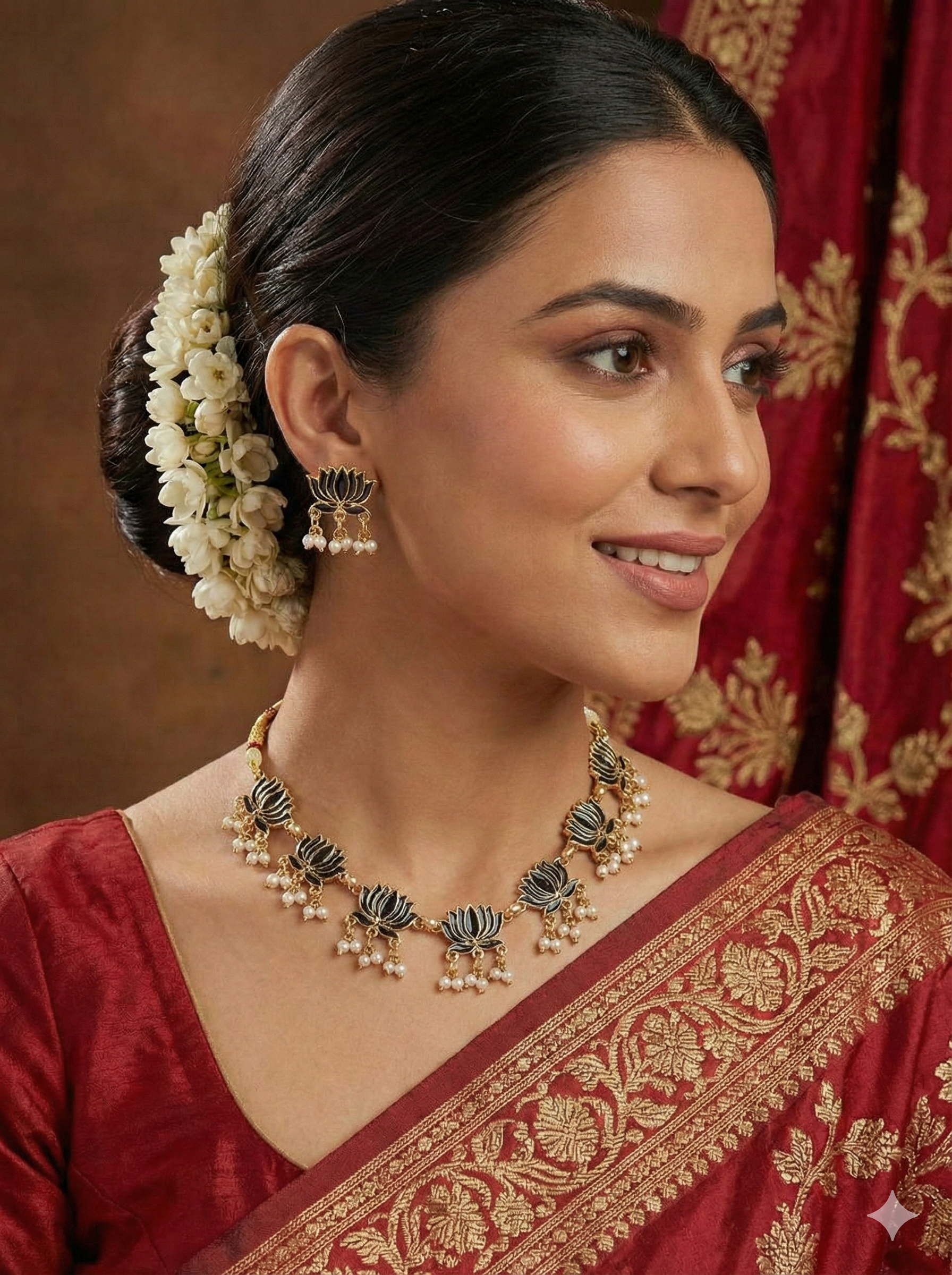 Black Lotus Outline Necklace Set