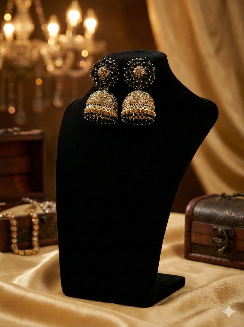 Floral Cluster Stone Jhumkas – Premium Collection