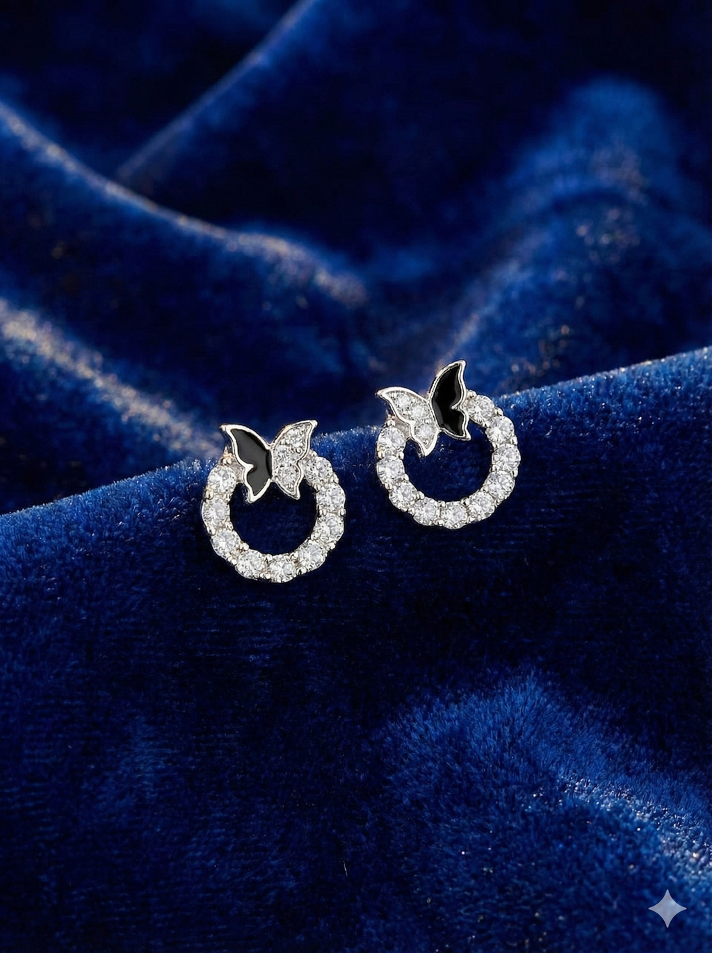 Butterfly Crystal Hoop Stud Earrings