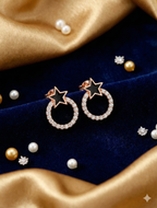 Black Star Crystal Hoop Stud Earrings