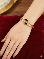 Marquise Black Enamel Oval Bangle – Hinge Lock