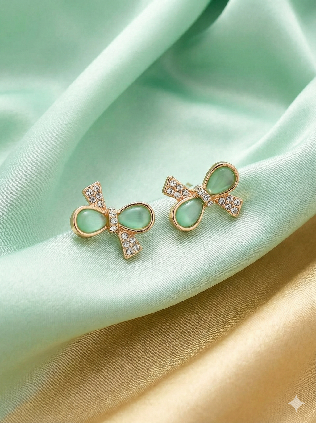 Korean Bow Charm Enamel Stud Earrings