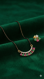 Ruby & Emerald Bar Mangal Sutra Set