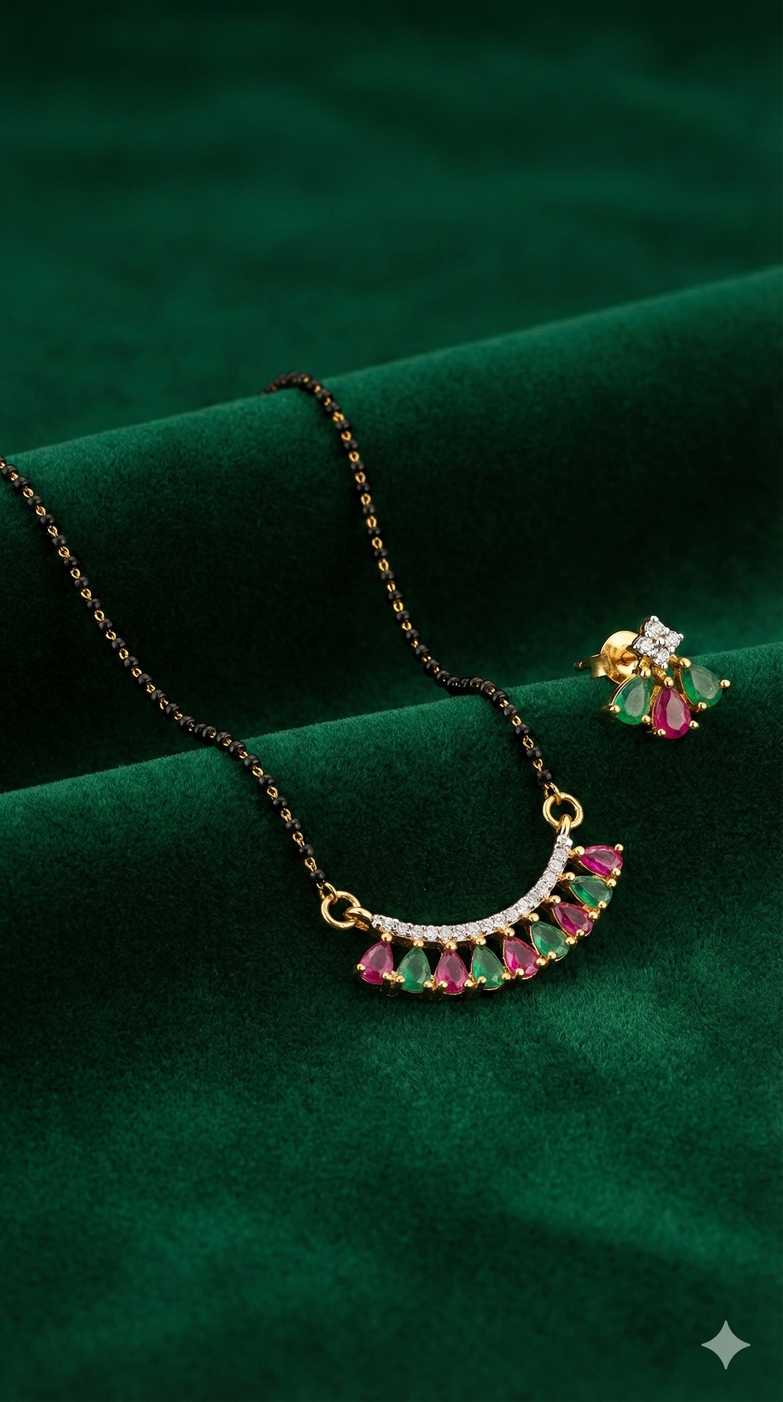 Ruby & Emerald Bar Mangal Sutra Set
