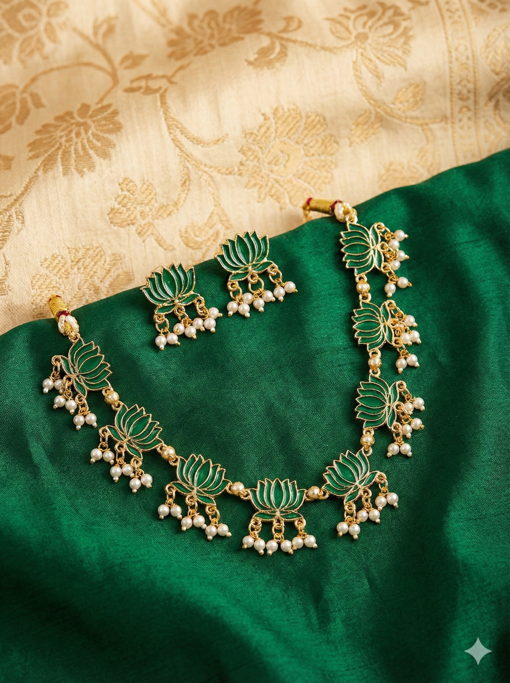 Green Lotus Enamel Charms