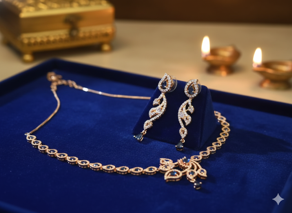 Blue AD Necklace Set