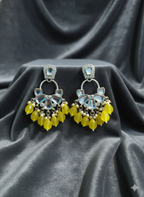 Beaded Mirror Chandbali Earrings