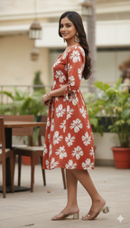 Floral Two-Tone Balloon Sleeve Top