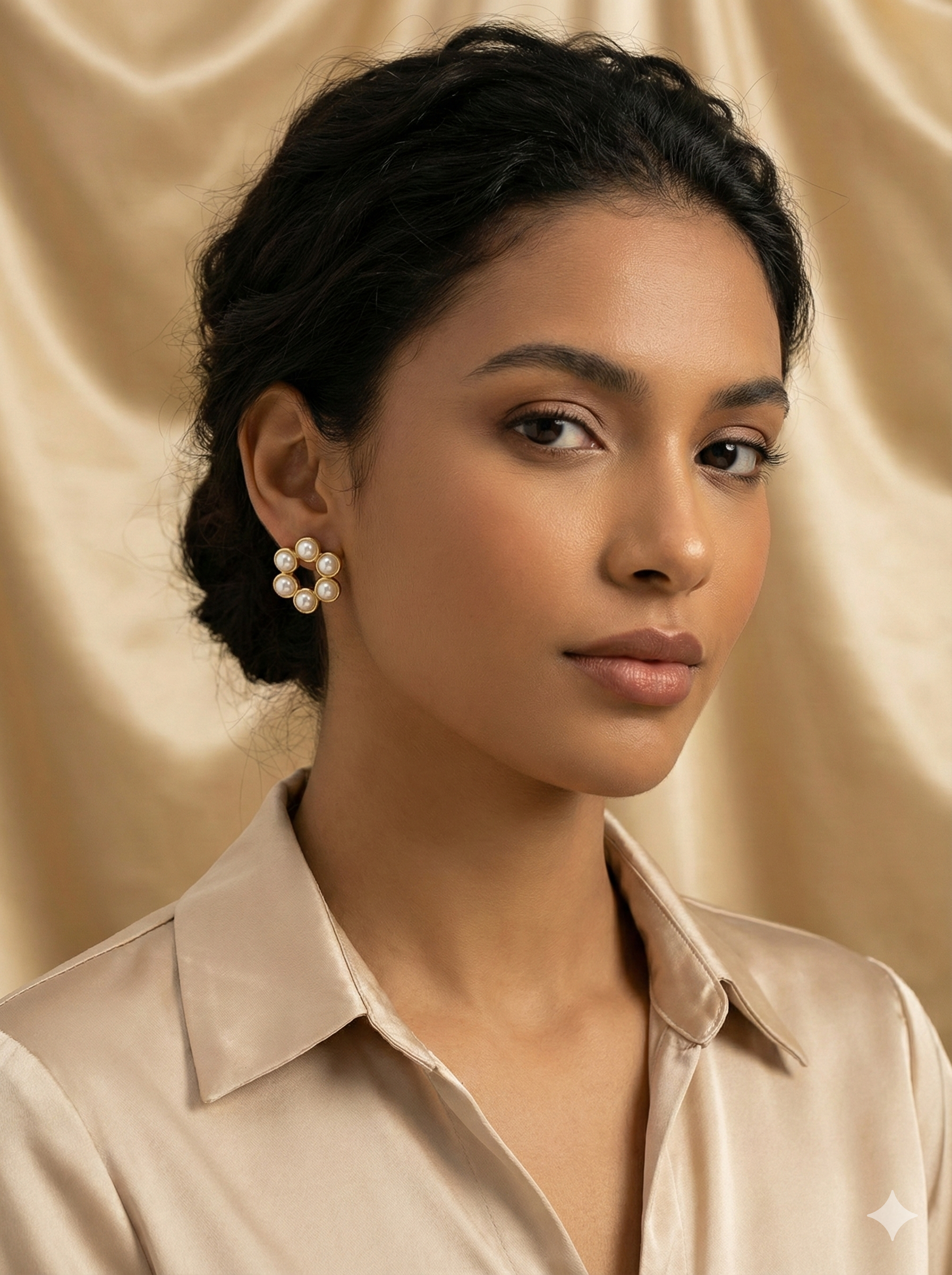 Classic Floral Pearl Stud Earring Set