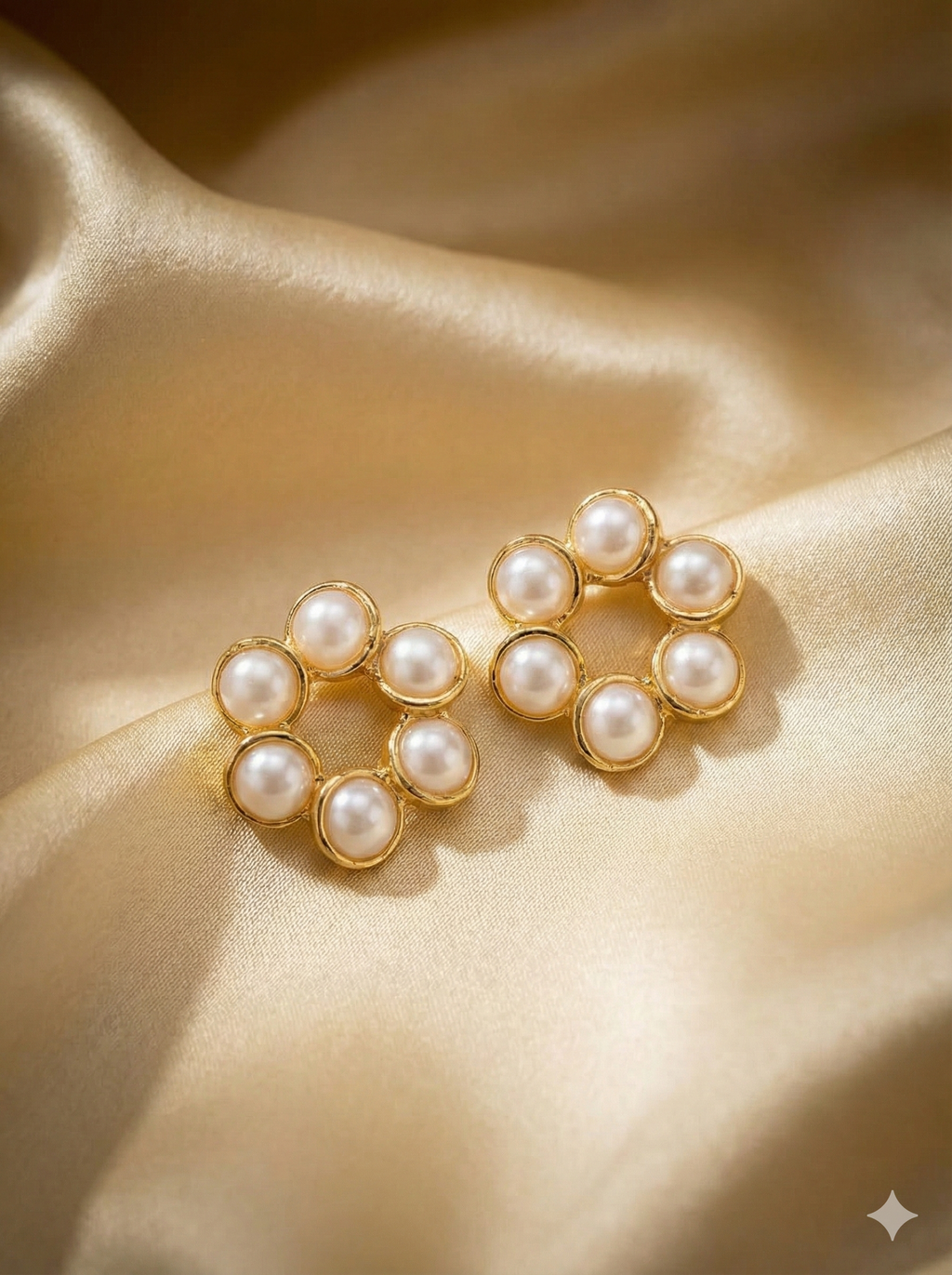 Classic Floral Pearl Stud Earring Set