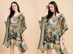Tropical Paradise Printed Short Kaftan