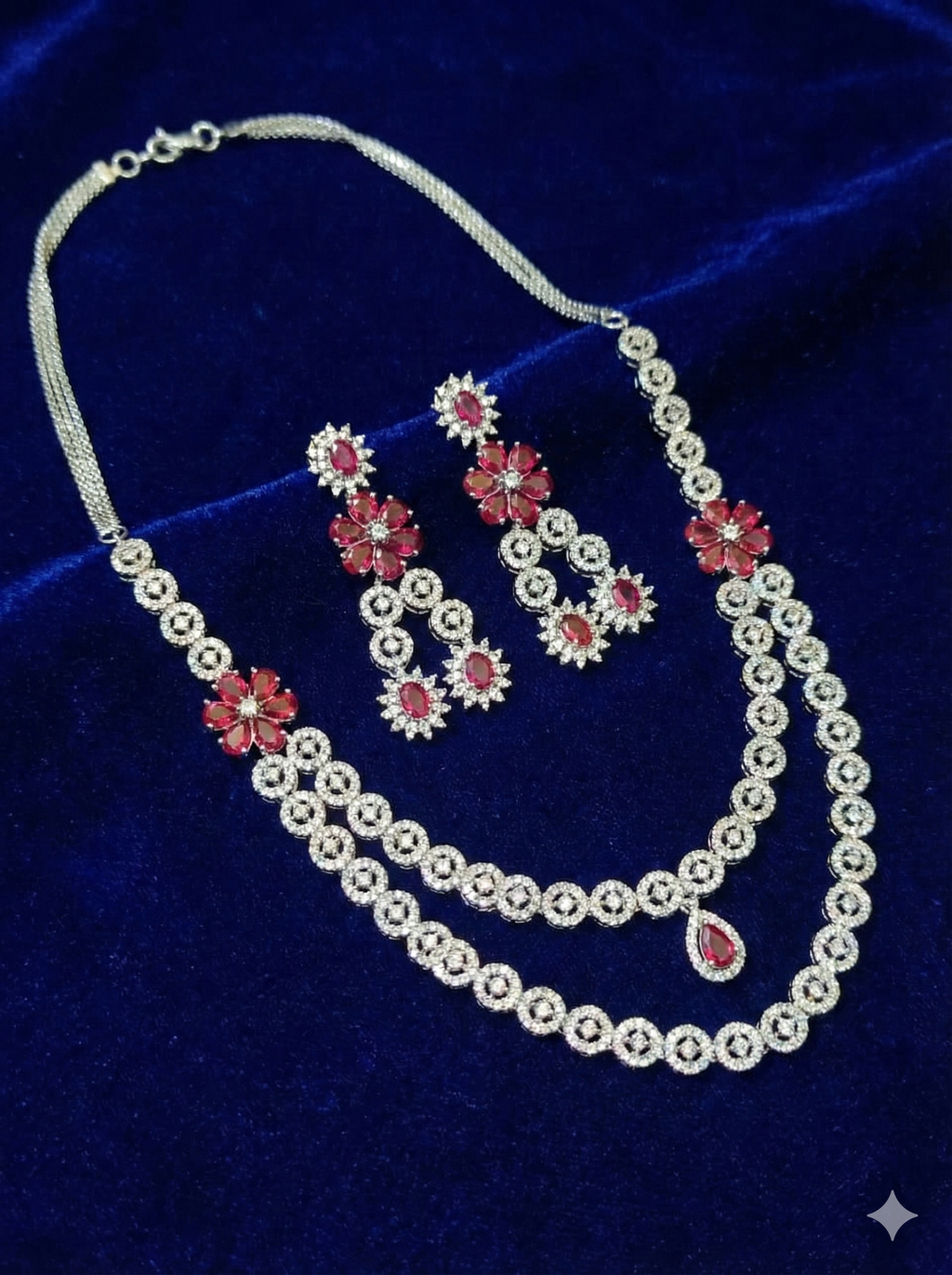 Ruby Blossom AD Necklace Set