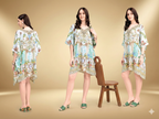 Aqua Royale Floral Printed Short Kaftan