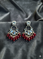 Beaded Mirror Chandbali Earrings