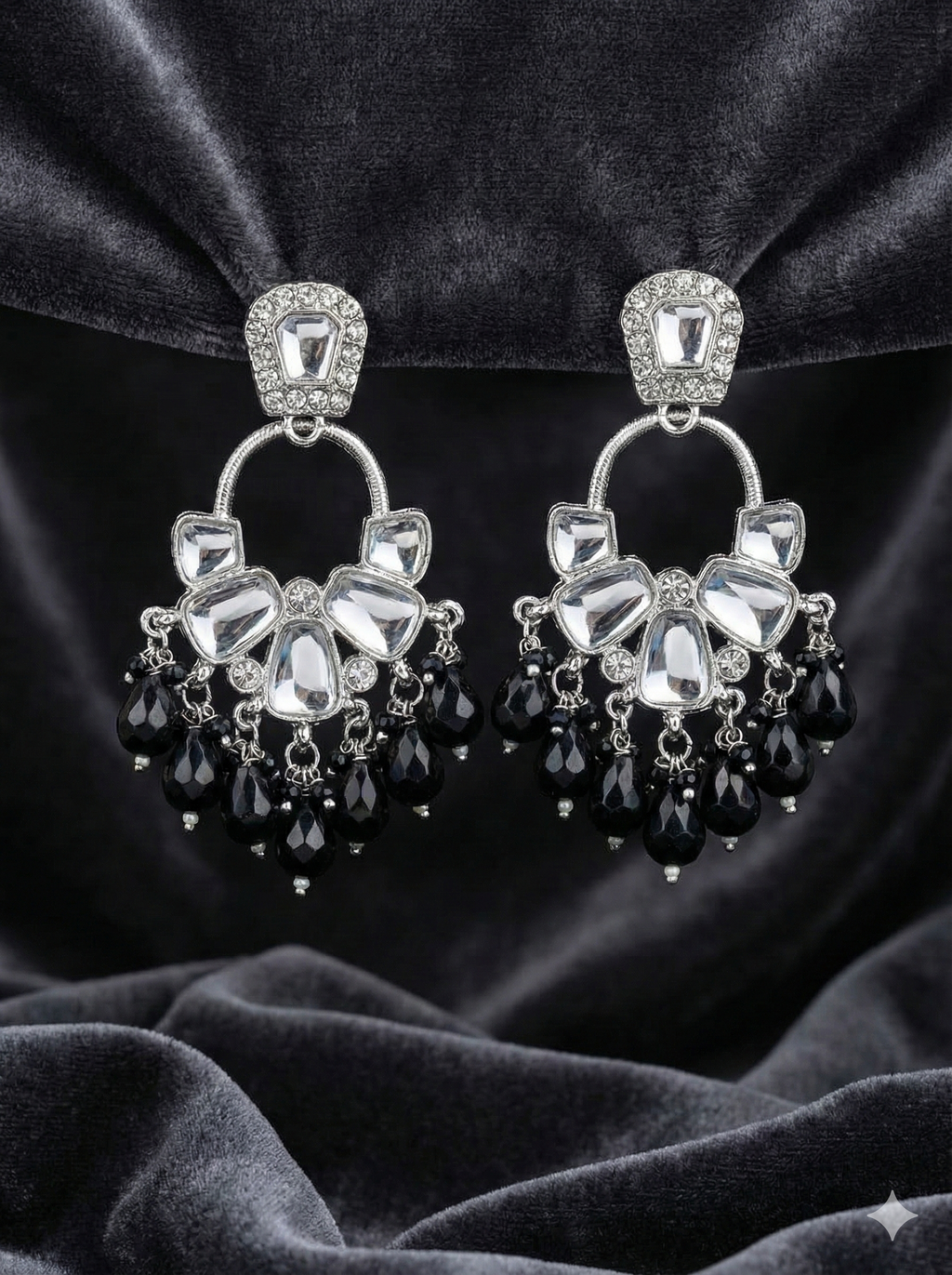 Beaded Mirror Chandbali Earrings