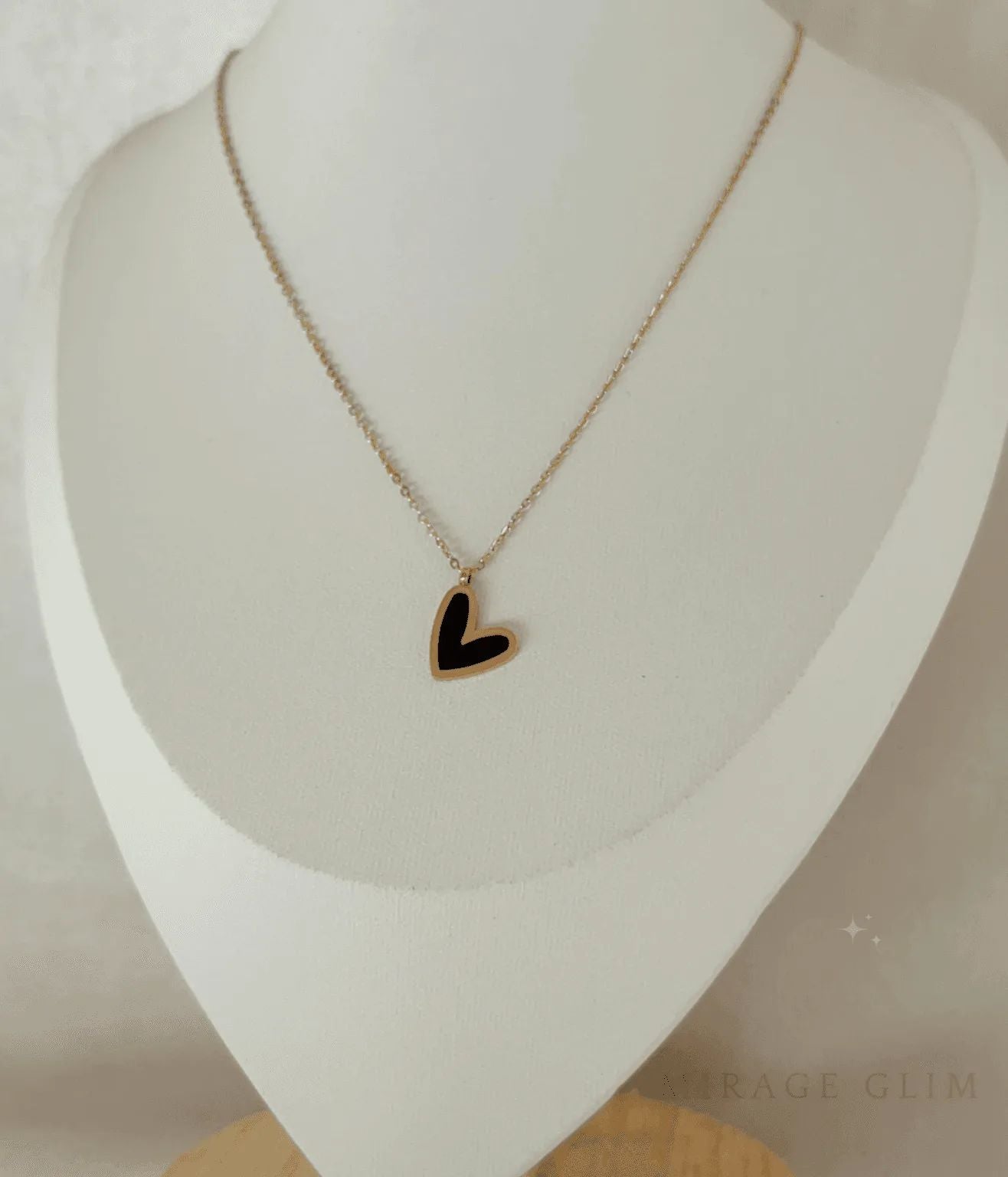Asymmetrical Heart Enamel Necklace